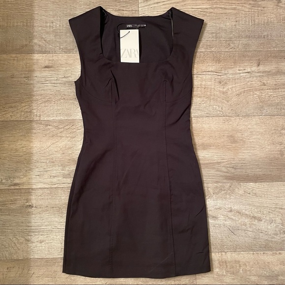 NWT Zara TRF black fitted mini dress - Picture 8 of 14